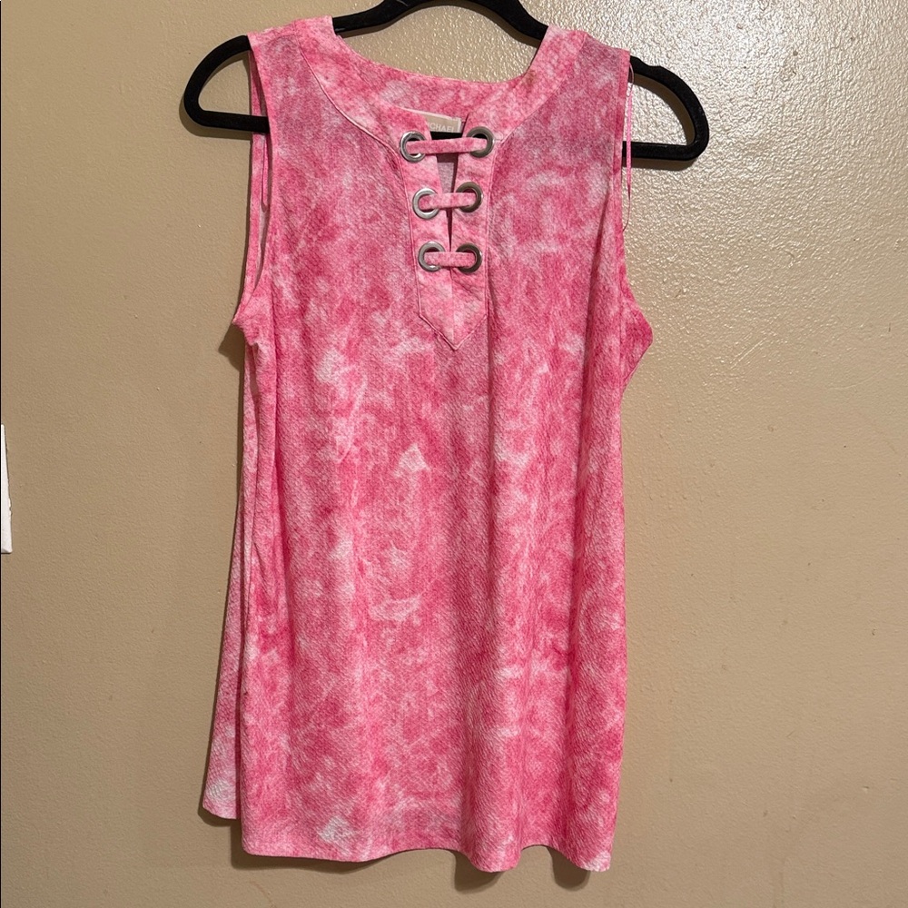 Michael Kors Pink Lace-Up Tank Top